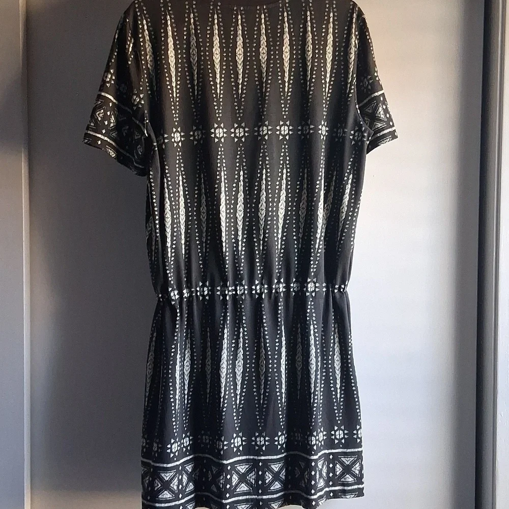 Tory Burch Bologan Pima Cotton Knit Dress Abstract Black White